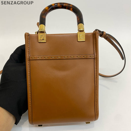 Fendi Brown Mini Peekaboo Tote Shoulder Bag Gold Hardware Classic Women