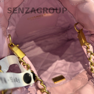 Chanel 22 Bag Mini Pink Gold Hardware Trash Bag Chain Crossbody Women