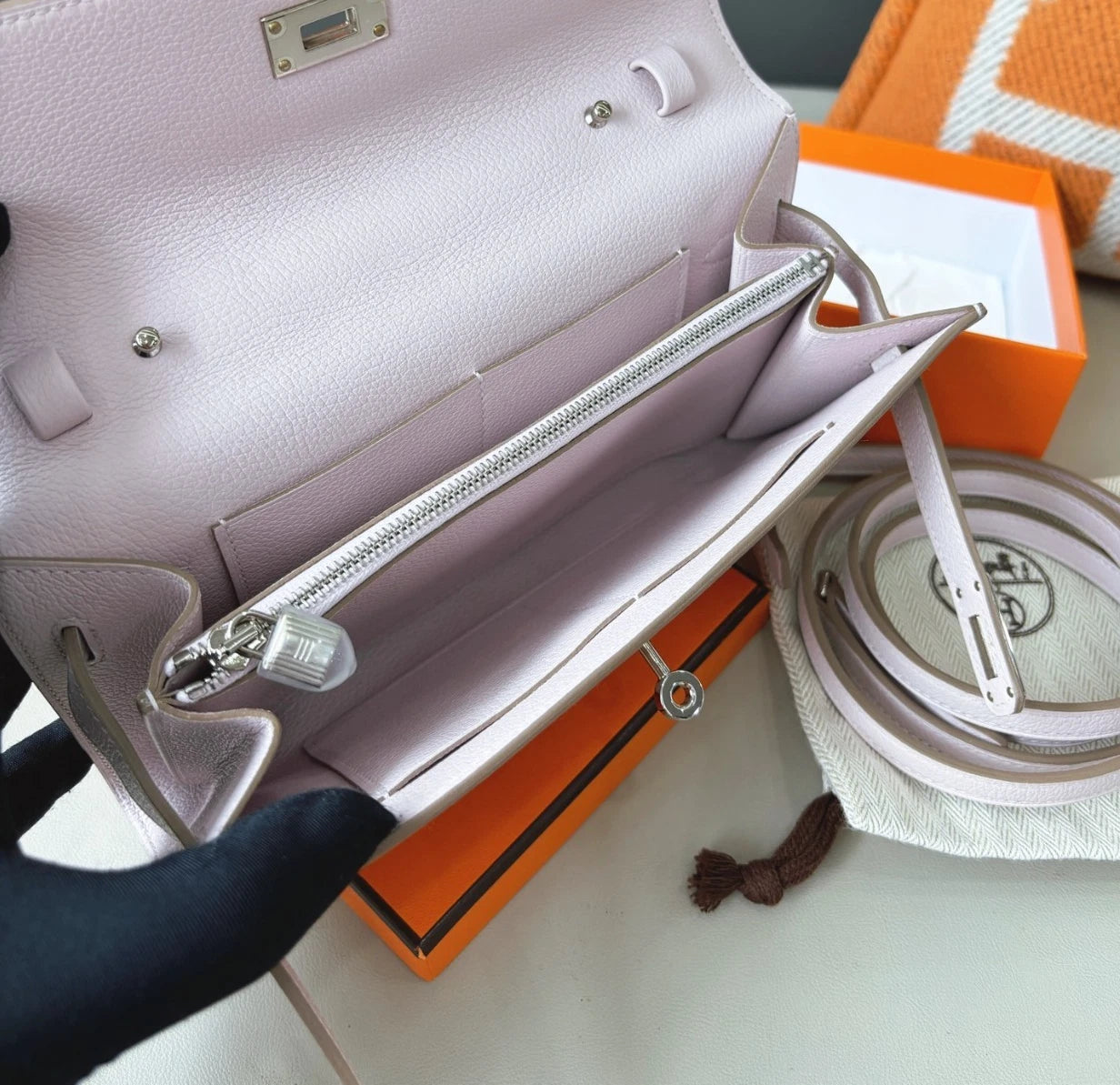 Hermes Kelly to Go Evercolor Handbag Shoulder Bag Purple Excellent