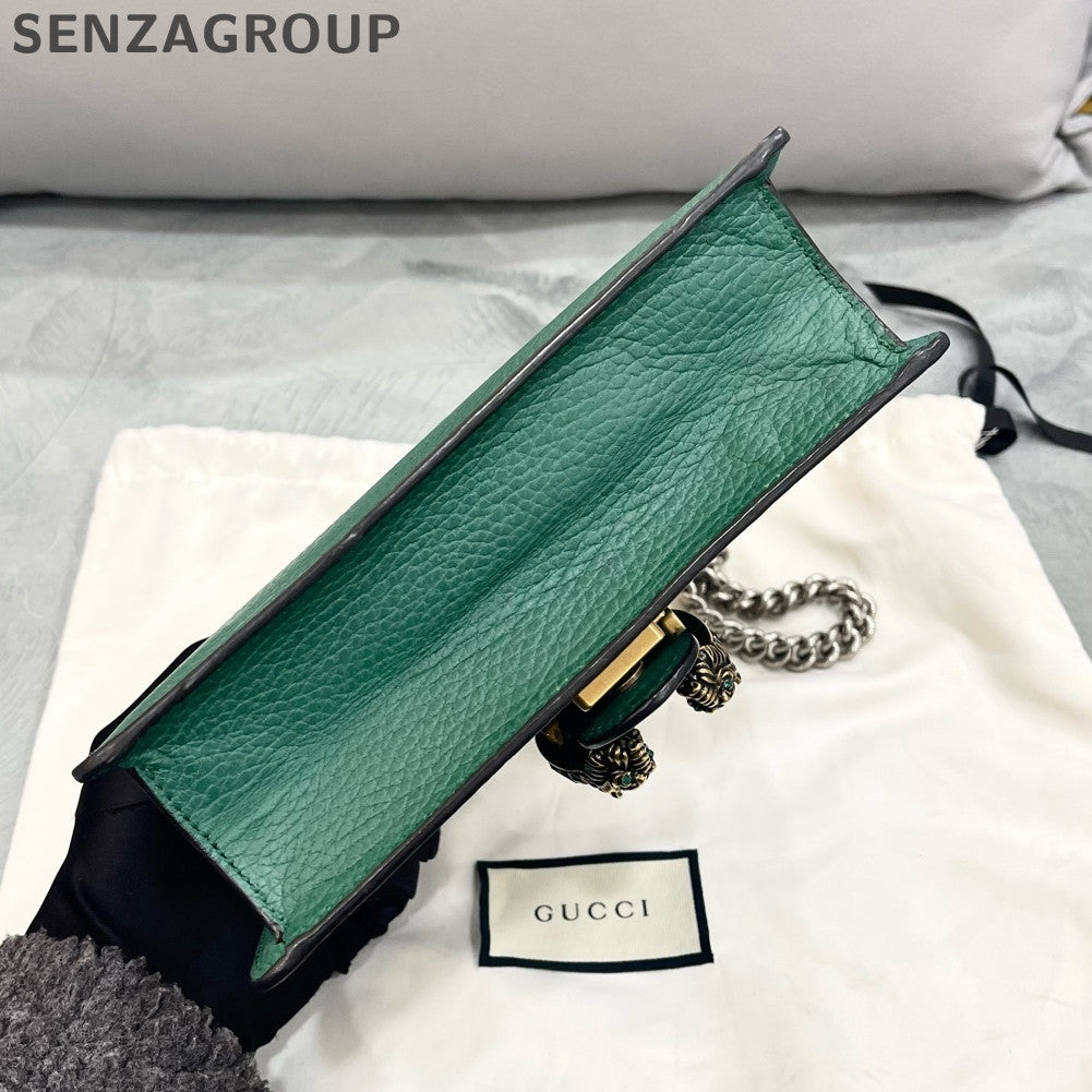 Gucci Dionysus Small Green Silver Leather Chain Shoulder Bag Women
