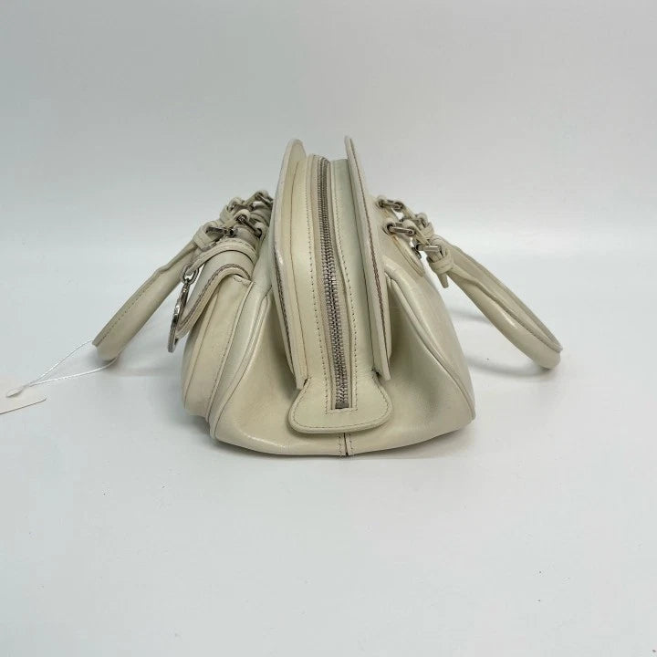 Authentic Dior 2005 Runway Detective White Leather Handbag For Women