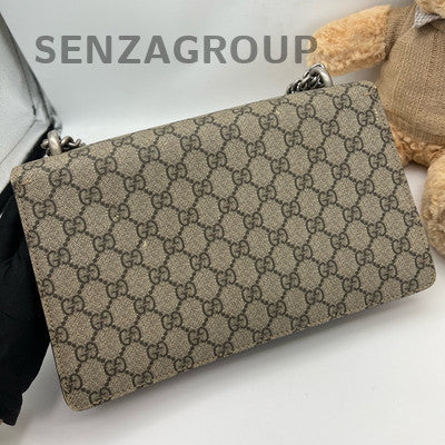 Gucci Dionysus Medium Chain Shoulder Crossbody Bag Brown Silver Hardware