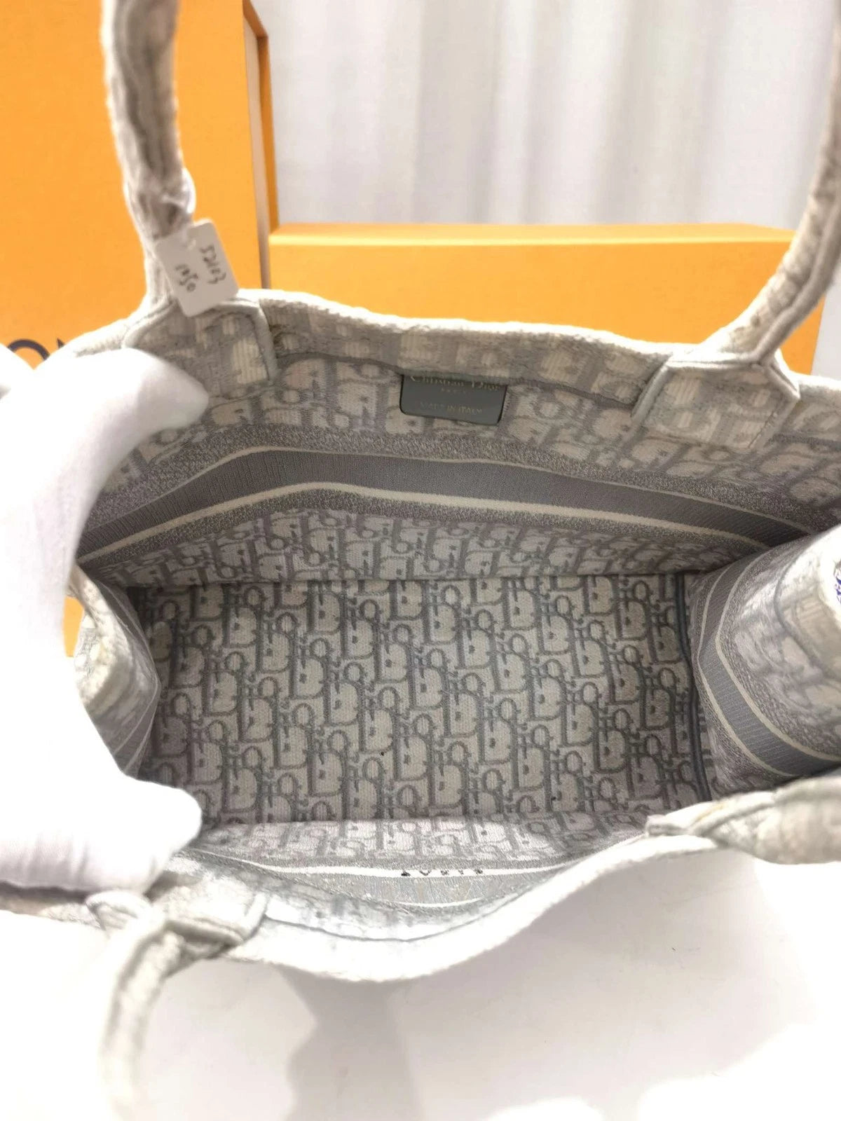 Dior Canvas Book Tote Gray Top Handle Bag For Women