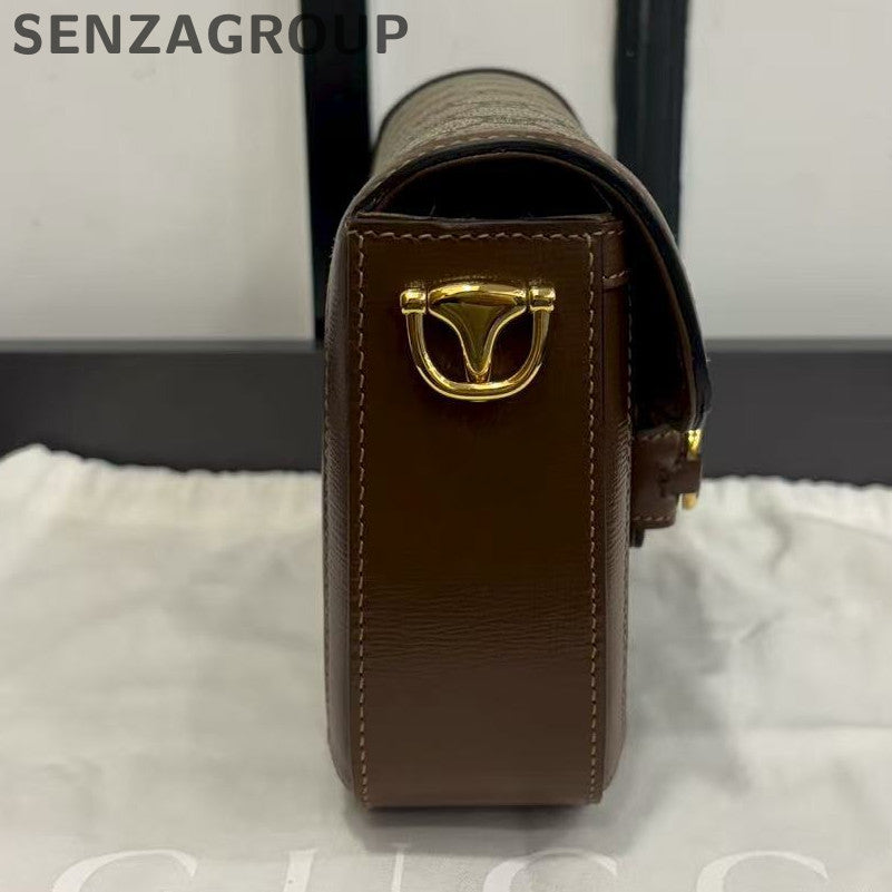 Gucci 1955 GG Supreme Mini Horsebit Saddle Bag Brown Women's Shoulder Bag