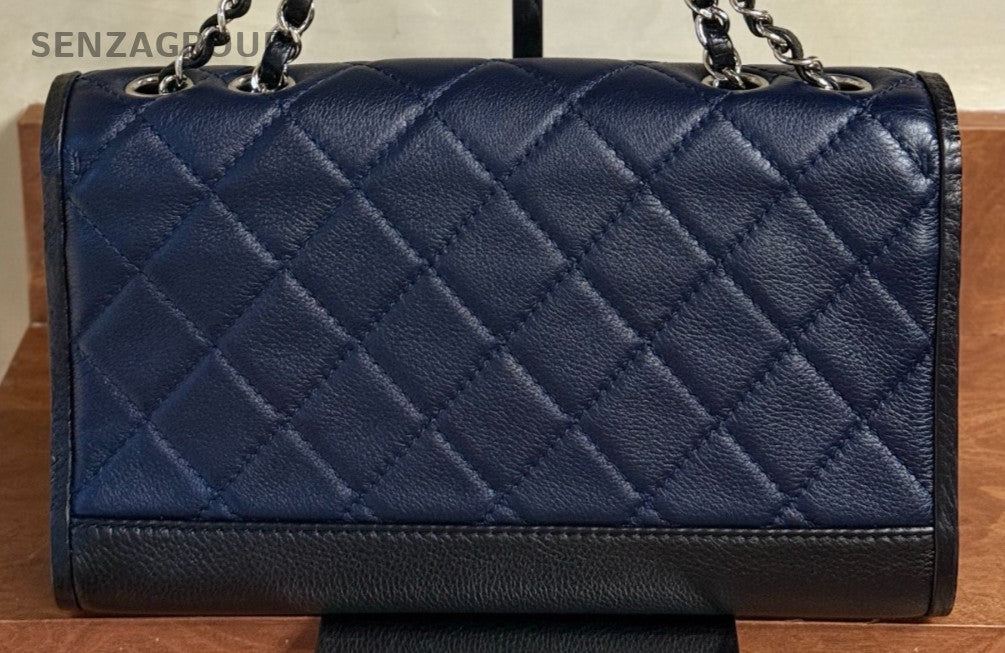 Chanel Classic Flap Chain 2Way Shoulder Bag Crossbody Blue Black Women Classic