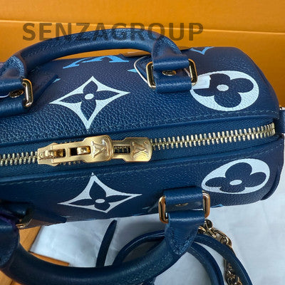 Louis Vuitton Speedy 20 Monogram Blue Gold Handbag Shoulder Bag Women Classic