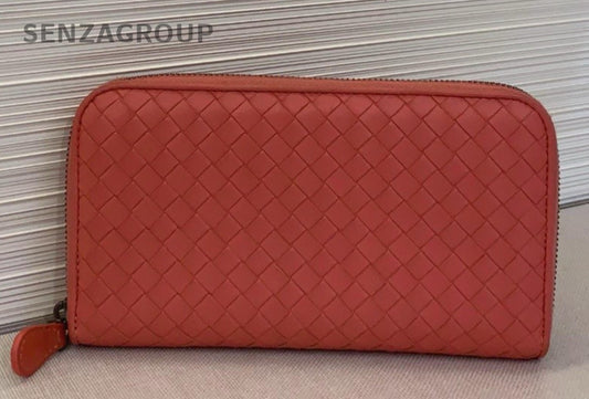Bottega Veneta Intrecciato Clutch Wallet Rose Pink Women