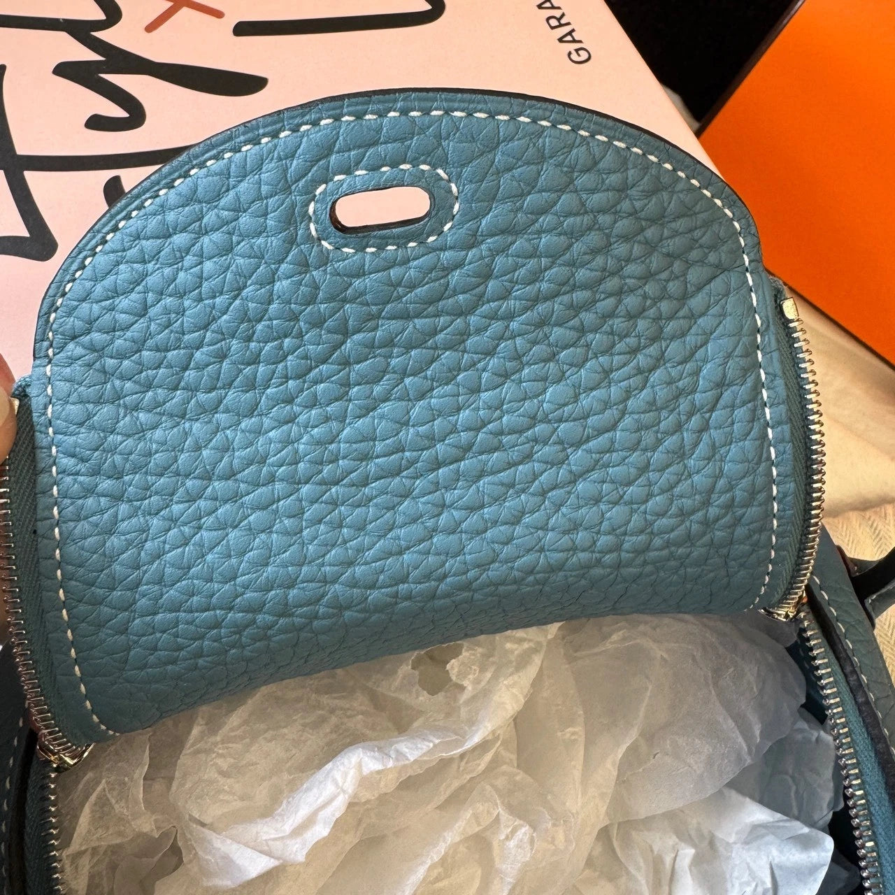 Hermes Mini Lindy Denim Blue Silver Crossbody Bag For Women