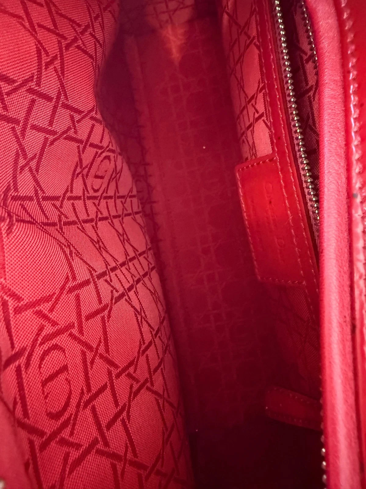 Dior Red Patent Leather 7-grid Lady Dior Handbag For Women