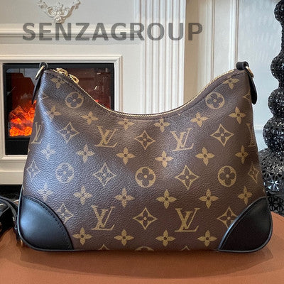 Louis Vuitton Boulogne Monogram Chain Shoulder Crossbody Bag Brown Gold