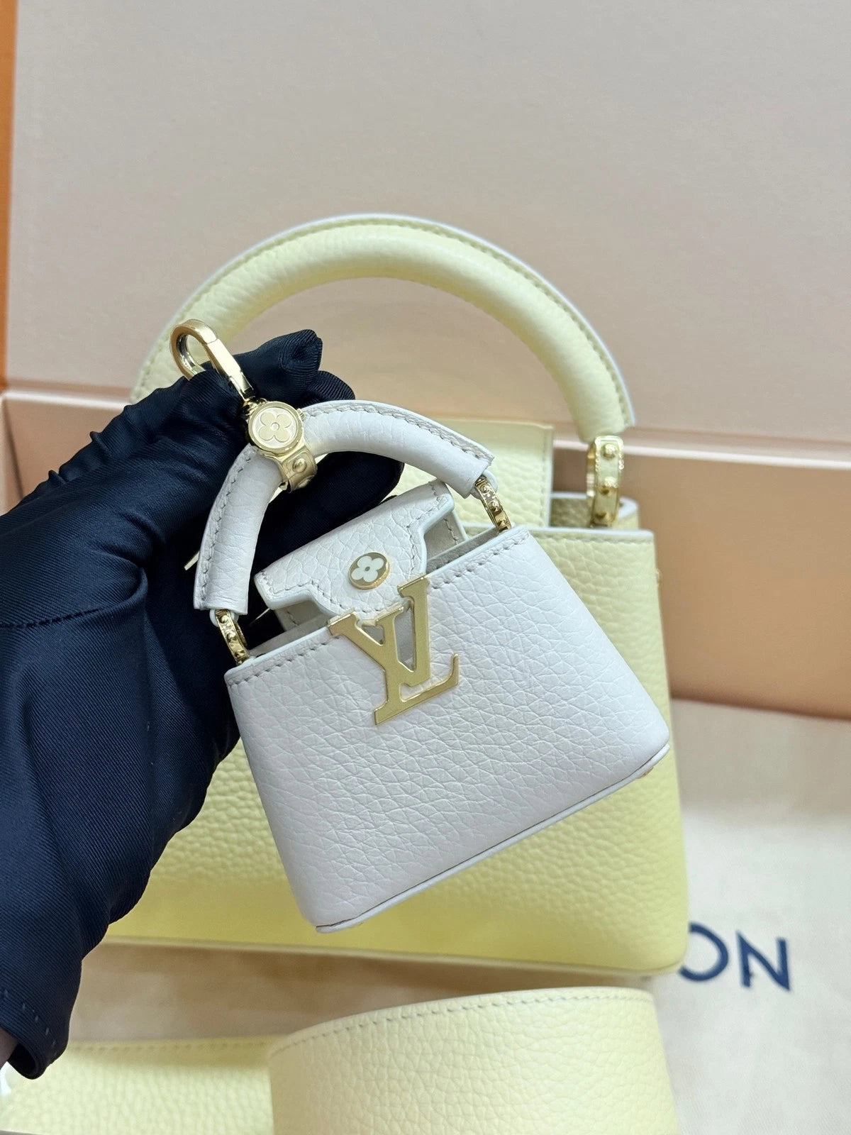 Louis Vuitton Yellow Mini Capucines 2-in-1 Calfskin Top Handle Bag For Women