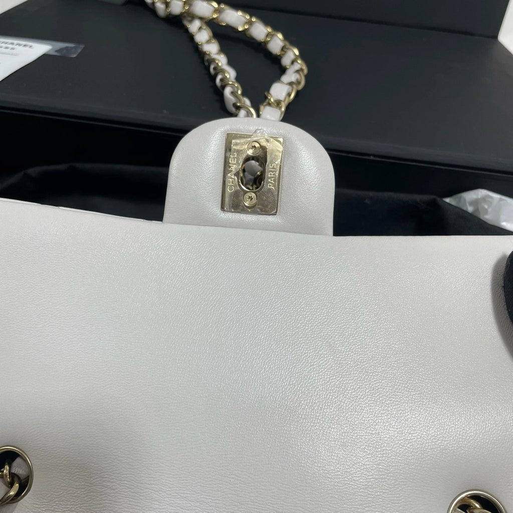 New CHANEL Classic Flap Big Mini Gray Lamskin Shoulder Bag For Women
