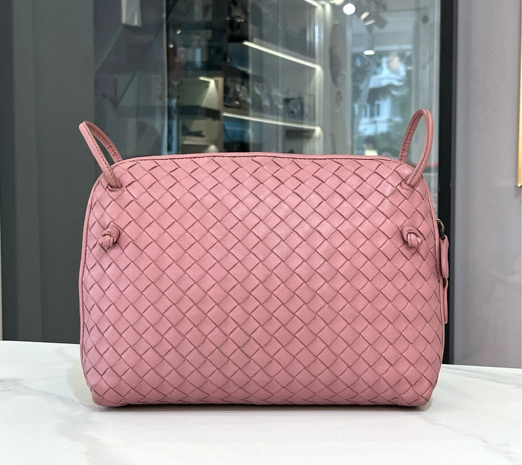 Bottega Veneta Pink Woven Crossbody Pillow Bag For Women