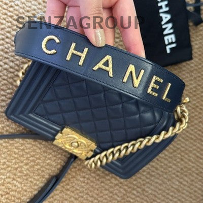 Chanel Blue Calfskin Small Boy Bag Chain Shoulder Crossbody
