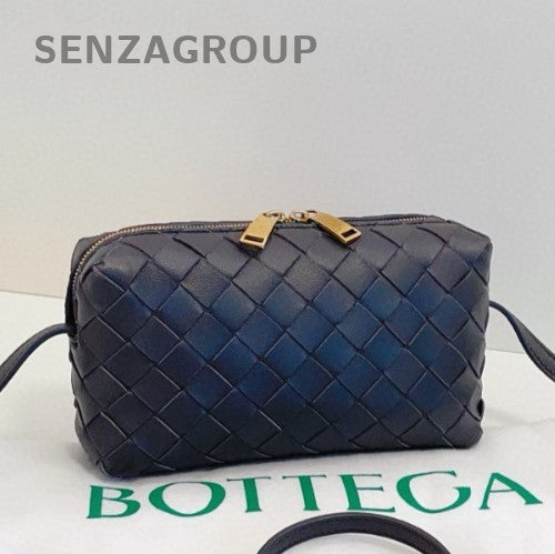 Bottega Veneta Intrecciato Mini Leather Crossbody Black Silver Women Classic