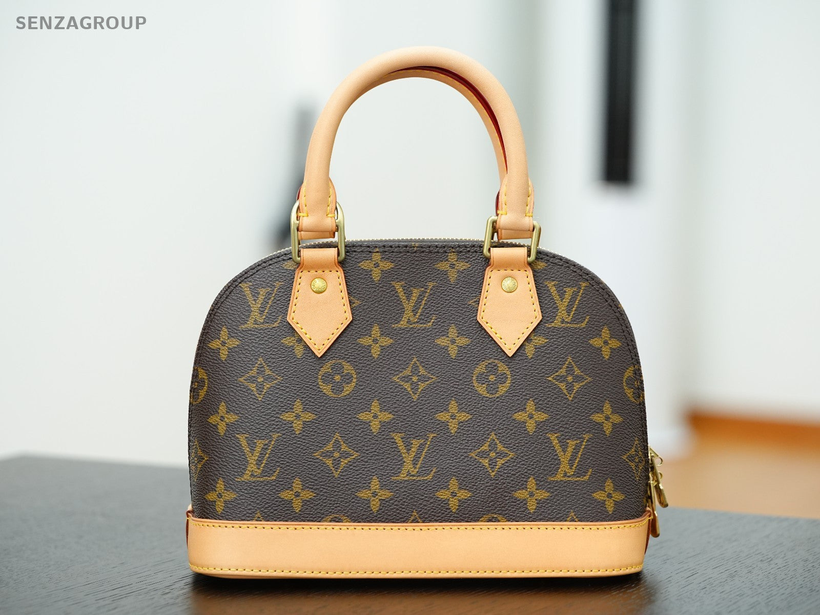 Louis Vuitton Alma bb Monogram Top Handle 2way Shoulder Handbag Brown