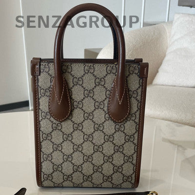 Gucci Retro Classic GG Monogram Brown Shoulder Bag with Gold Hardware