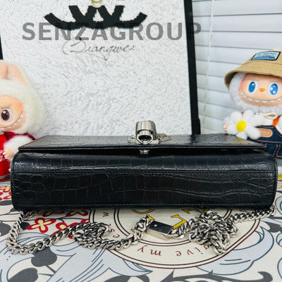 Saint Laurent YSL Black Silver Kate Tassel Chain Shoulder Bag Medium