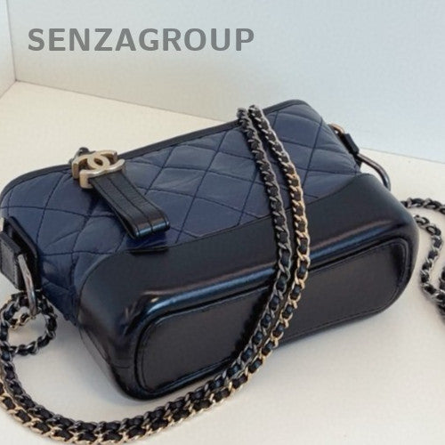 Chanel Gabrielle PM Chain Shoulder Bag Crossbody Blue Gold Women Classic Fashion