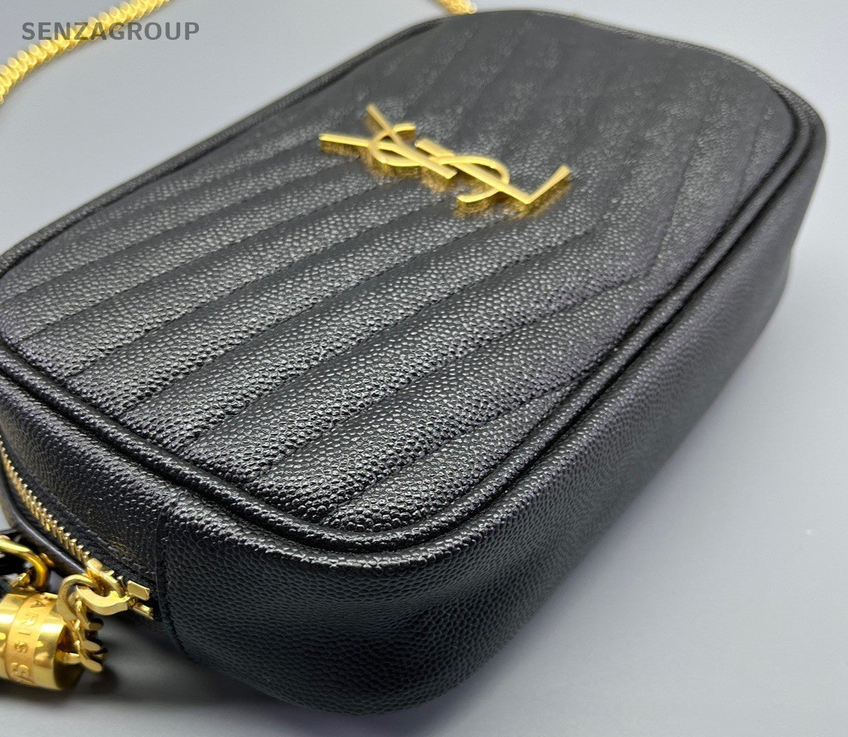 YSL Saint Laurent Tassel Caviar Leather Shoulder Camera Bag Black Women