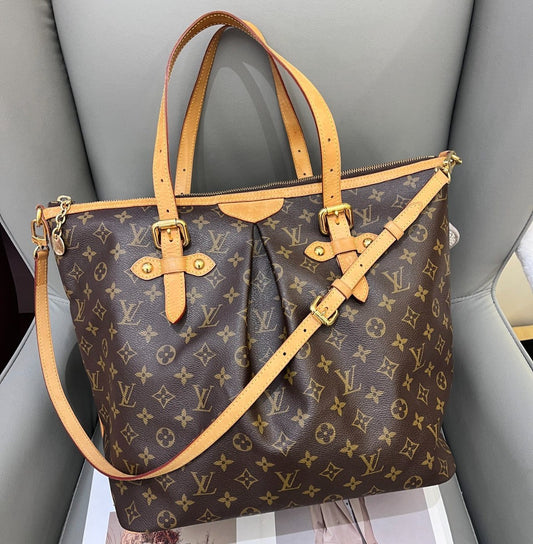 Louis Vuitton Palermo GM Monogram Crossbody Shoulder Bag Brown Gold Women