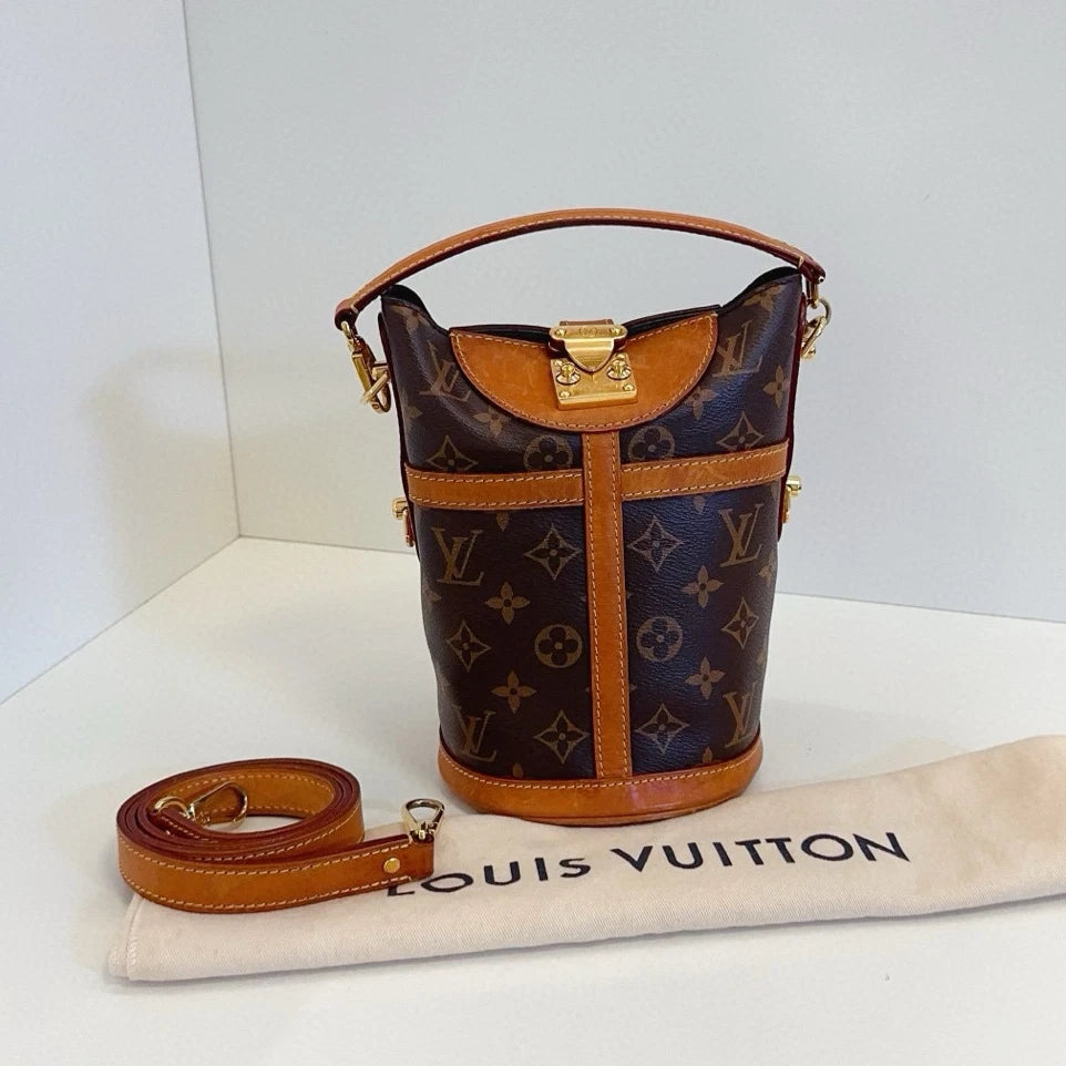 Louis Vuitton Duffle Bag Monogram Top Handle Shoulder Crossbody Brown Gold