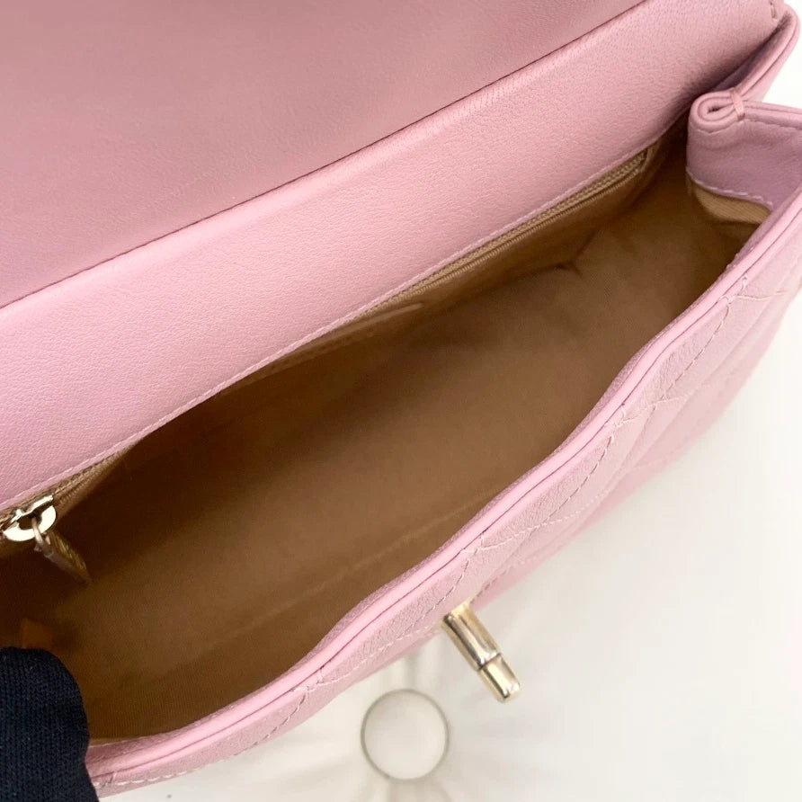 Chanel Calfskin 2Ways Shoulder Crossbody Bag Pink Gold Hardware Women S