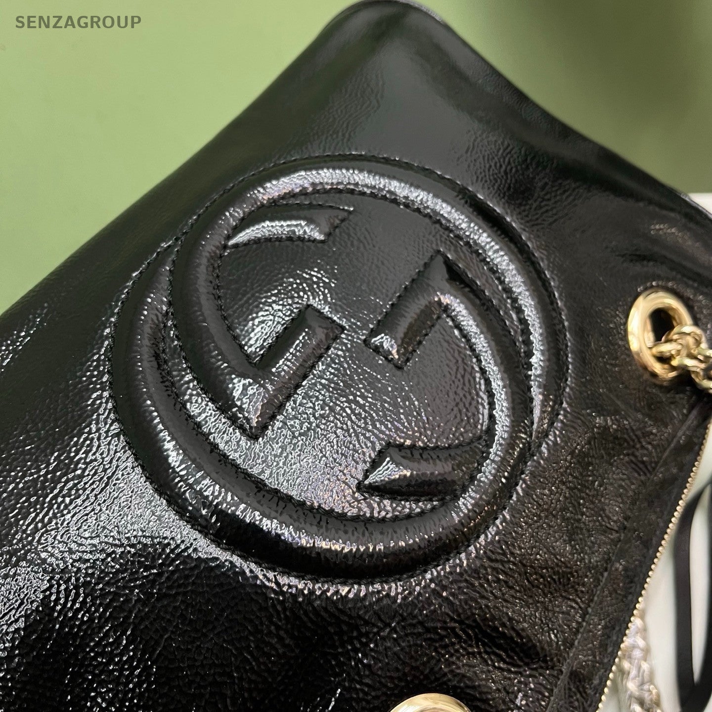 Gucci Tassel Soho Chain Shoulder Bag Black Gold Women Classic Designer