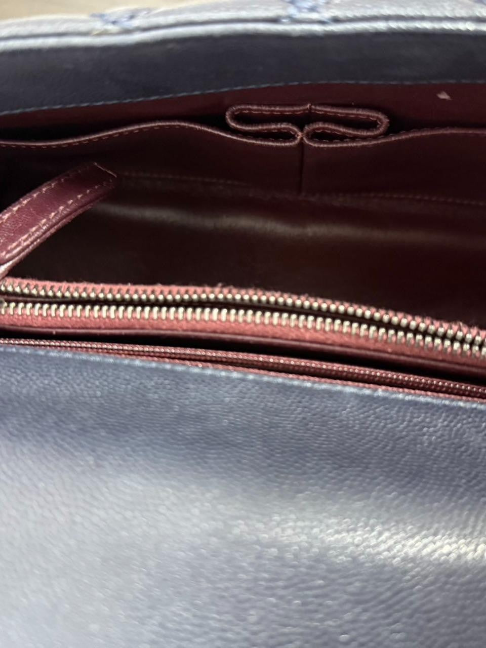 SJ0001 CHANEL caviar leather Coco Handle bag navy blue