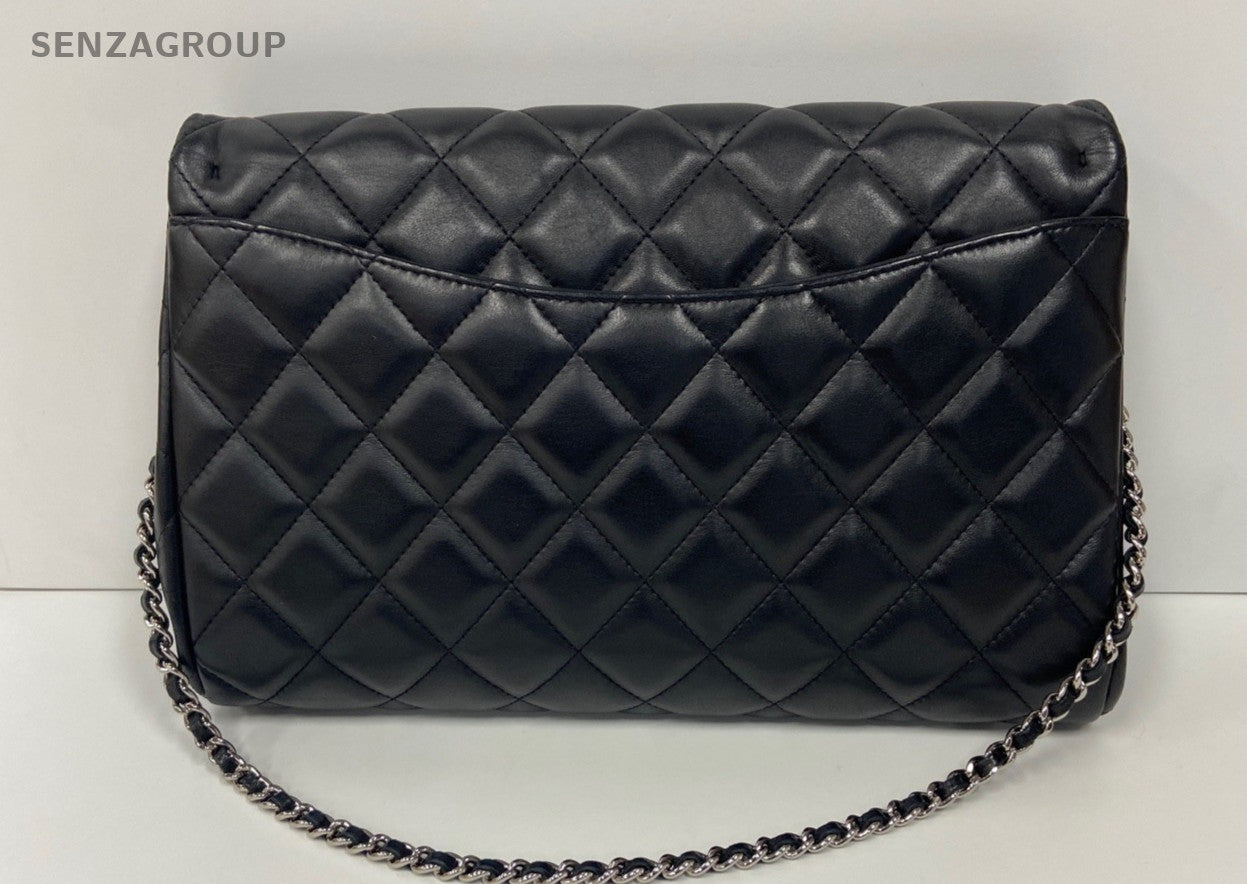 CHANEL Timeless Diamond pattern Vintage Chain Shoulder bag Black Silver Women
