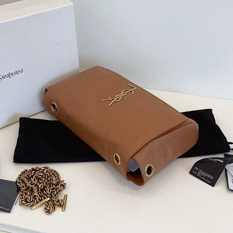 Saint Laurent Reversible Kate Chain Shoulder Crossbody Brown Gold Women Classic