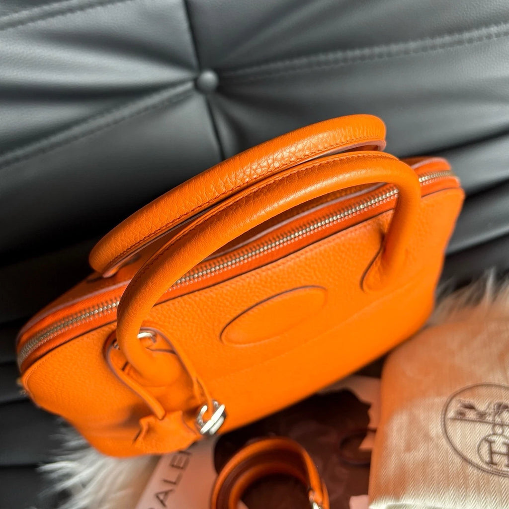 Hermes Bolide31 GM Top Handle Crossbody Orange Silver Women Classic