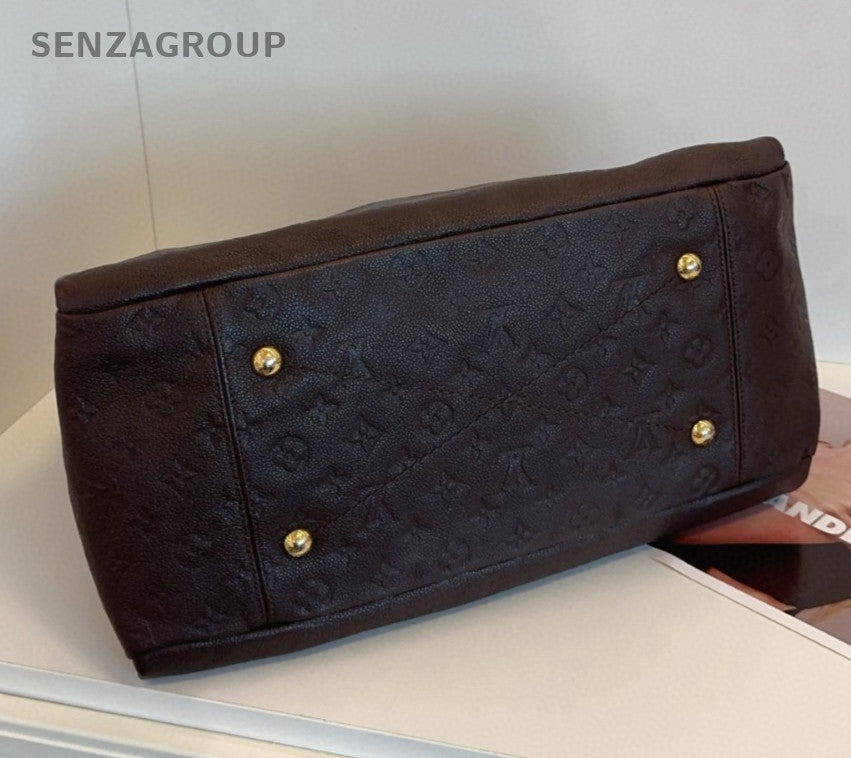 Louis Vuitton Artsy Monogram Top Handle Bag Brown Gold Women Classic