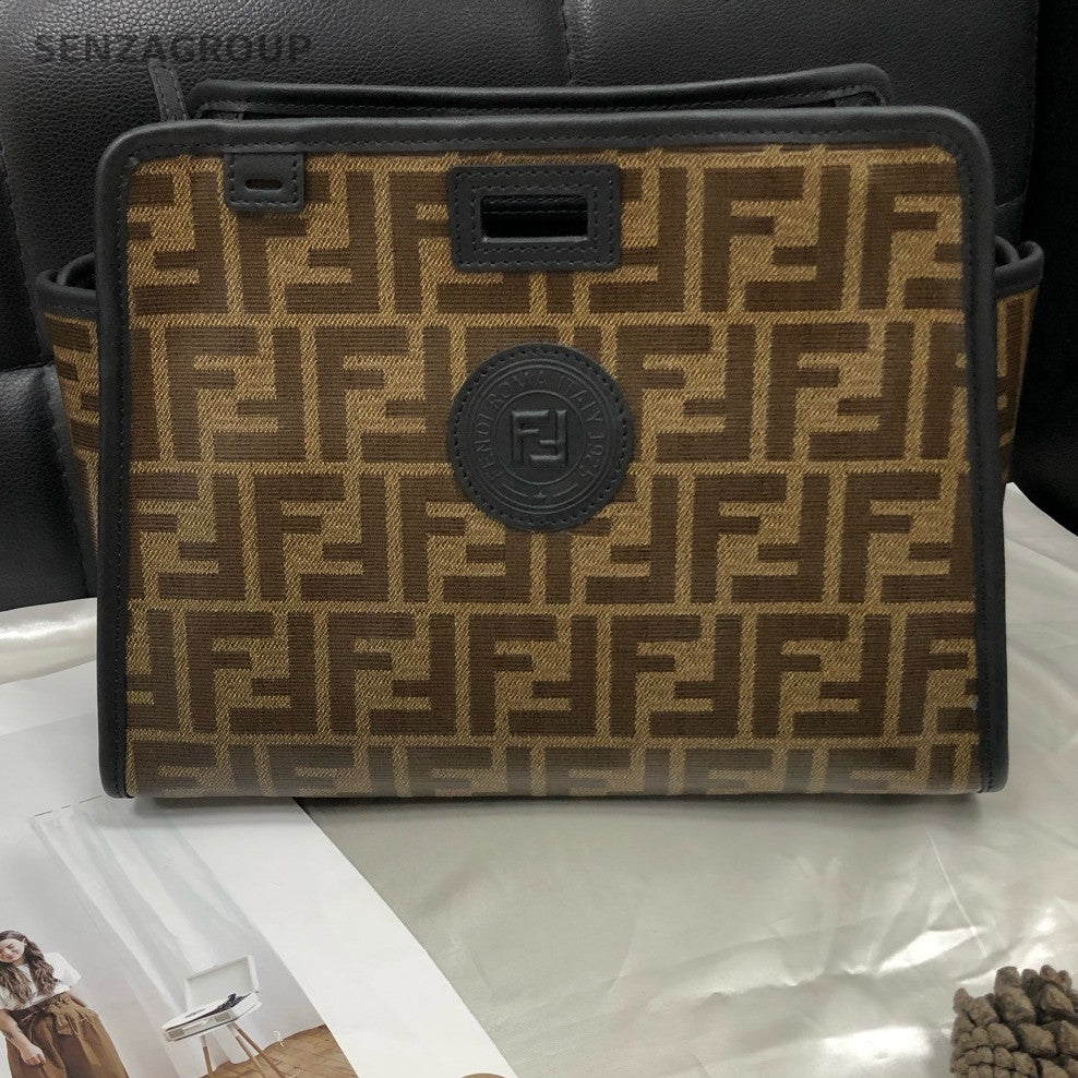 Fendi Brown Zucca Logo Peekaboo Mini Handbag - Women's Luxury Bag