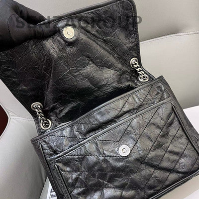 Saint Laurent Black Silver Niki Medium Chain Shoulder Bag Classic Women