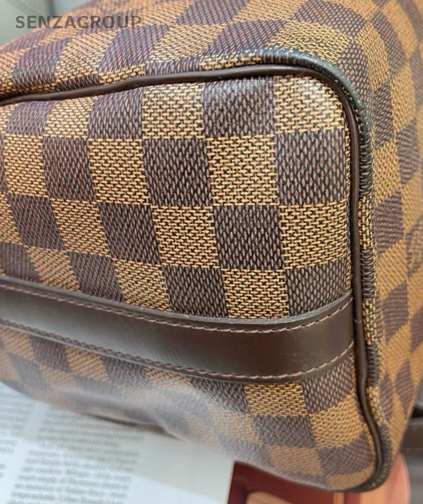 Louis Vuitton Speedy25 Monogram Top Handle Bag Brown Gold Women Classic