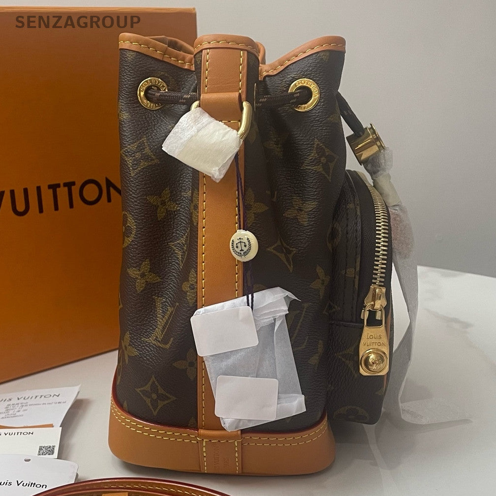 Louis Vuitton LV Noé Cargo Monogram Bucket Crossbody Bag Brown Gold
