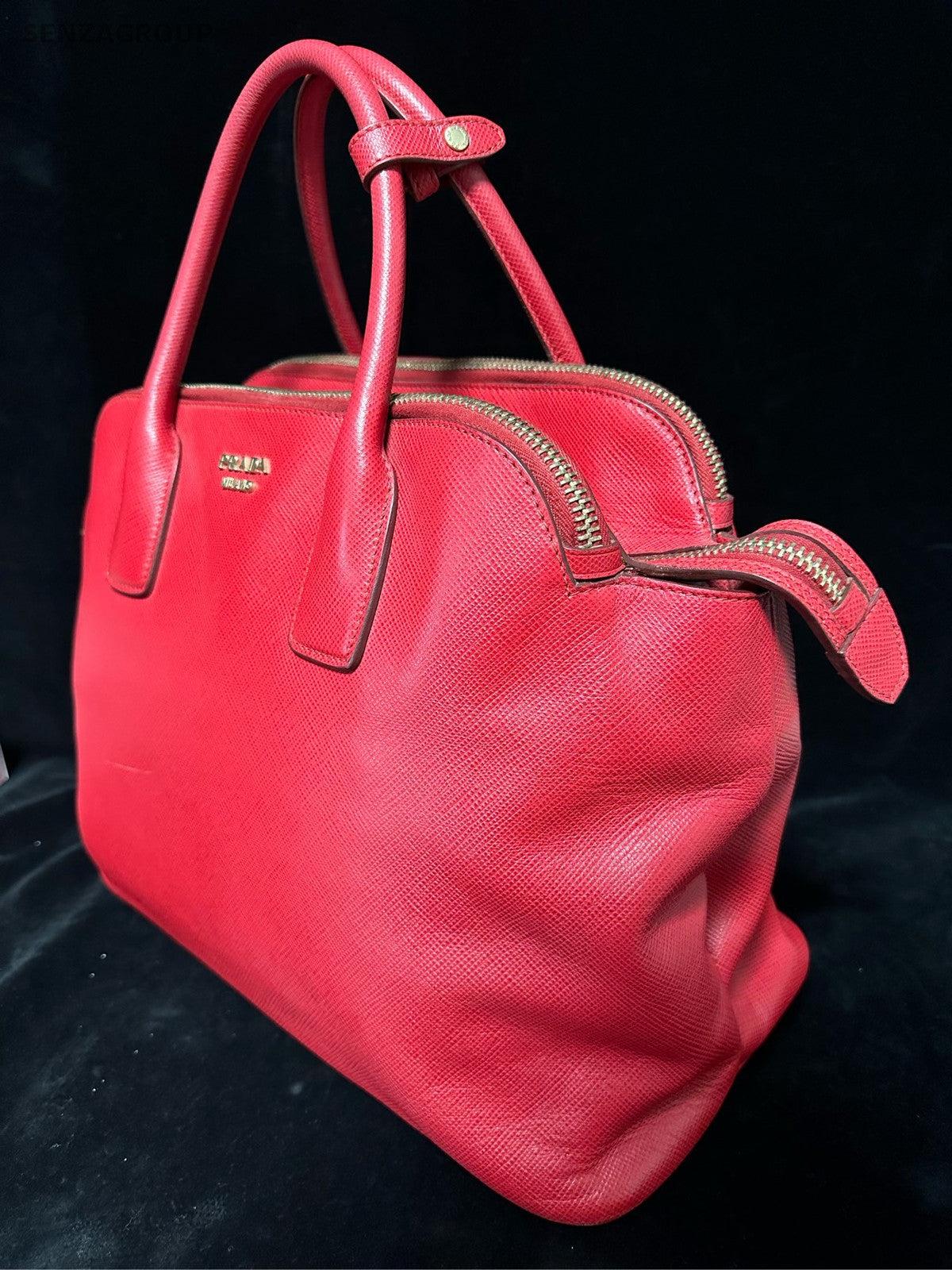 Prada Saffiano Lux Galleria Tote Bag Large Red Women Classic Fashion