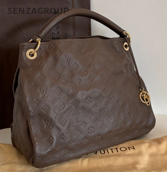 Louis Vuitton Artsy Monogram Top Handle Bag Brown Gold Women Classic Fashion