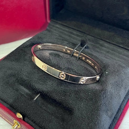 Excellent Cartier Love Classic Bangle Bracelet 18k Rose Gold Double Screw Size18