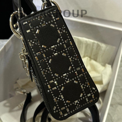 Dior Lady Dior Cannage Black Silver Handbag Shoulder Bag Classic