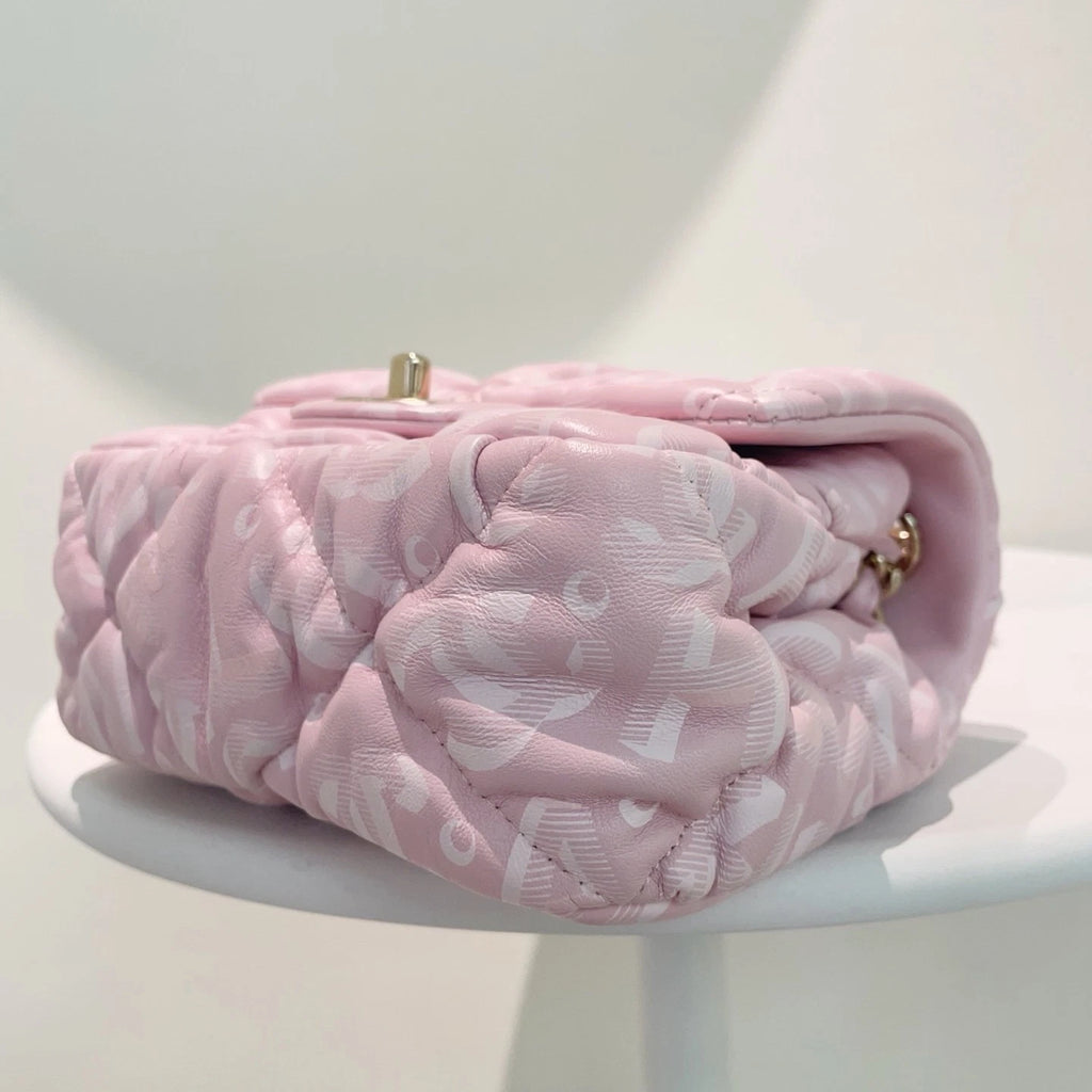 Chanel Puffy Square Flap Bag Crossbody &amp; Shoulder Bag Light Pink