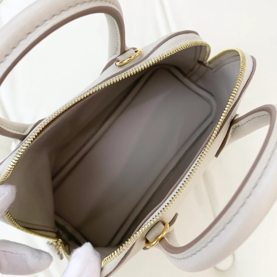 HERMES Bolide Evercolor Top Handle Crossbody Bag White Women Classic S