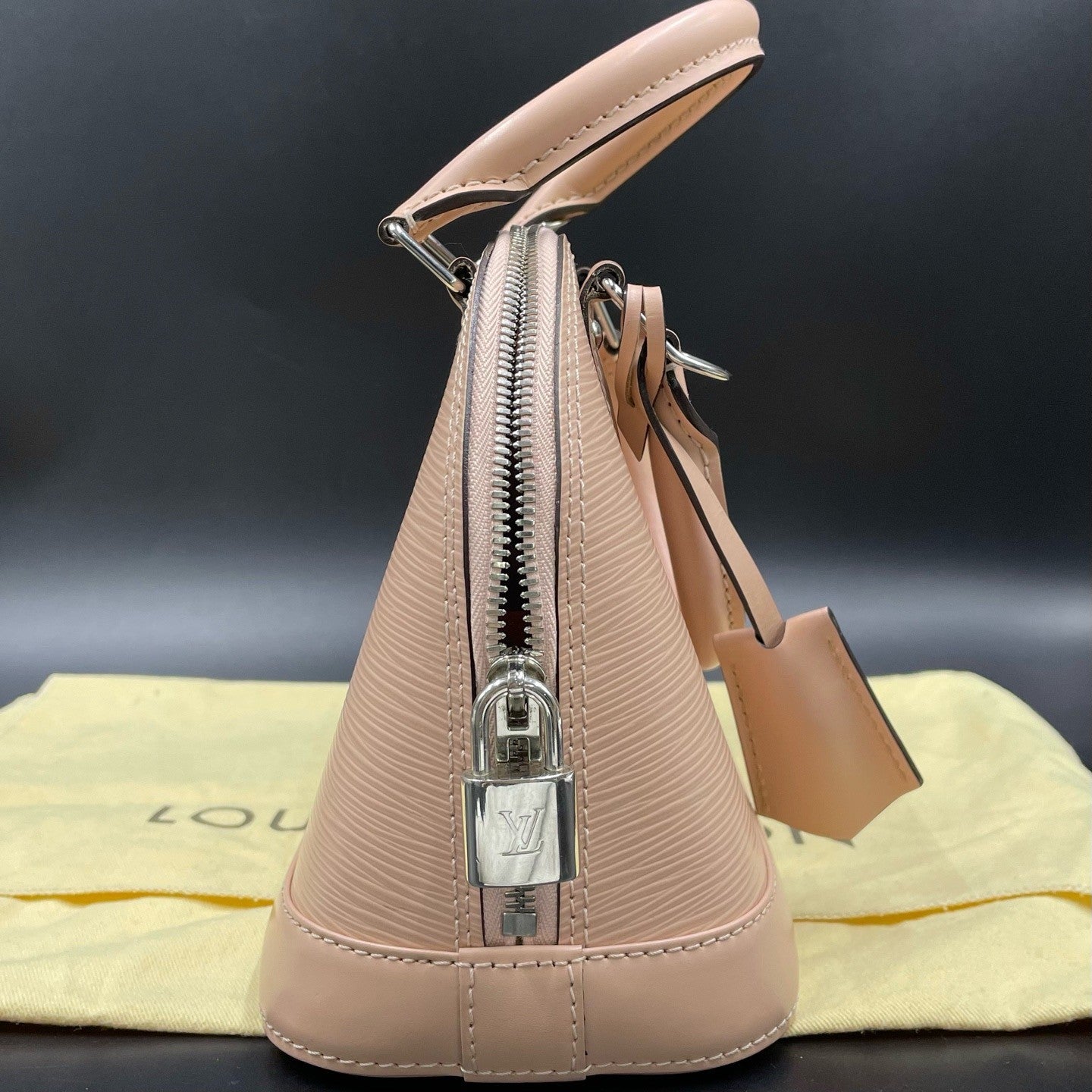 Louis Vuitton Alma BB Epi Top Handle Crossbody Pink Silver Used Women Classic