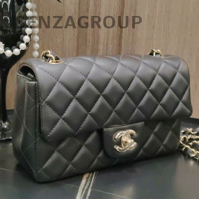 Chanel Classic Flap Mini Black Gold Lambskin Chain Shoulder Crossbody Bag