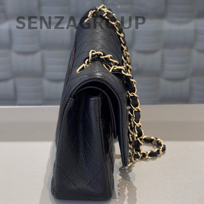 Chanel Classic Flap Black Gold Lambskin Medium Chain Shoulder Bag