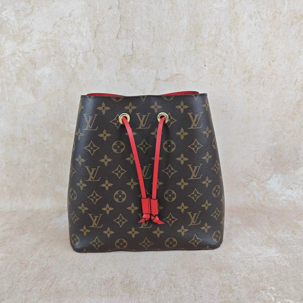 Louis Vuitton NEONOE Monogram Canvas Red Bucket Bag For Women