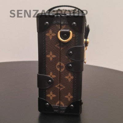 Louis Vuitton Monogram Hard Trunk Bag Brown Gold Buckle Shoulder Crossbody