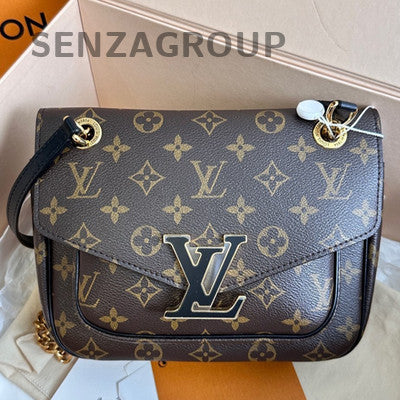 Louis Vuitton Passy Messenger Bag Monogram Chain Shoulder Crossbody Brown Gold