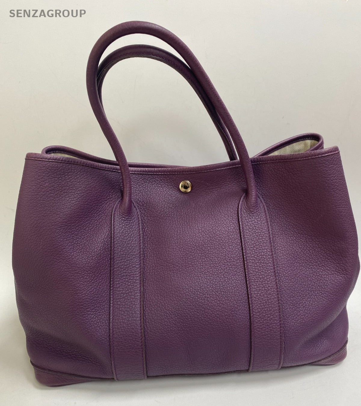 Hermes Garden Party36 Top Handle Bag Purple Silver Used Women Classic Fashion